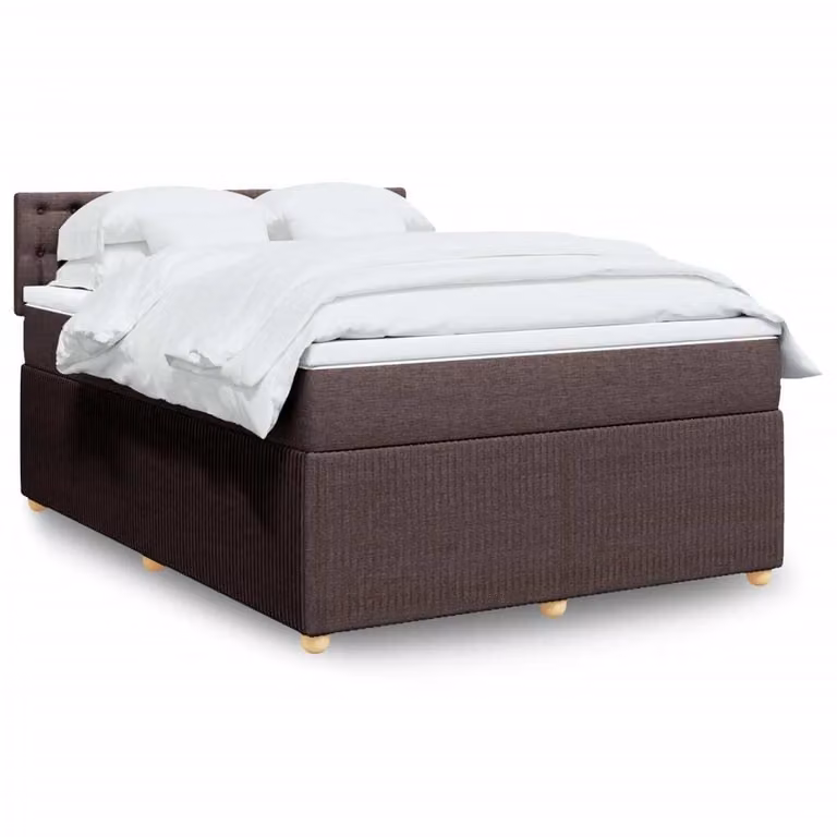 Maison Exclusive - Letto boxspring con materasso marrone scuro 160x200 cm tessuto