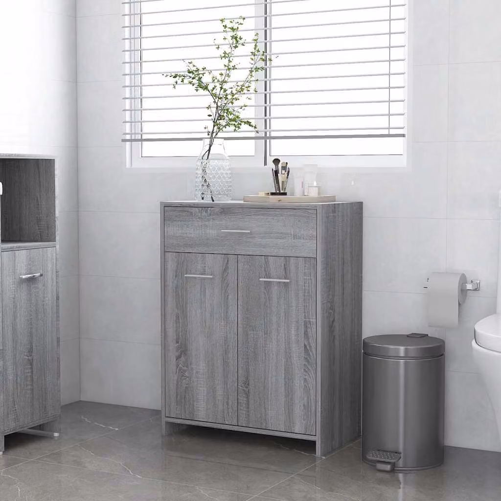 Armadietto da bagno sospeso vidaXL in legno MDF Grigio Sonoma L: 60 cm, P: 33 cm, H: 80 cm