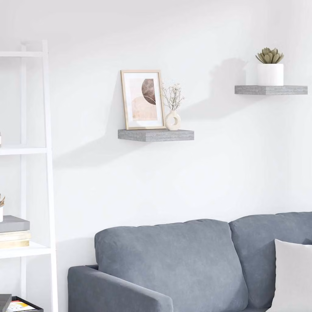 Scaffale a Parete vidaXL in MDF e Metallo, Grigio Cemento, L 23 cm x P 23,5 cm x H 3,8 cm