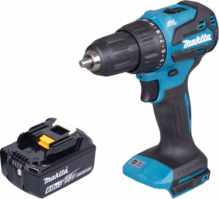 Makita DHP 490 G1 Trapano avvitatore a percussione a batteria 18 V 65 Nm Brushless + 1x batteria 6,0 Ah - senza caricabatteria