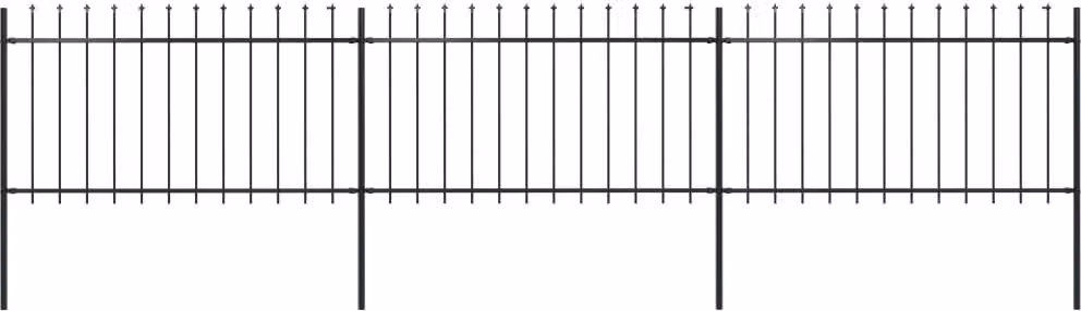 Recinzione da Giardino con Punta a Lancia in Acciaio 537x100 cm Nera