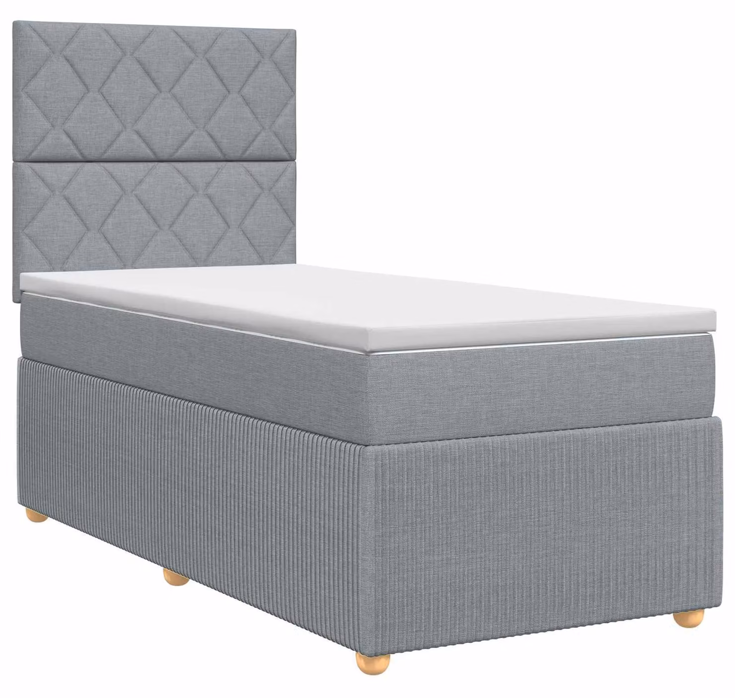 Letto a molle con materasso grigio chiaro 100 x 200 cm in tessuto