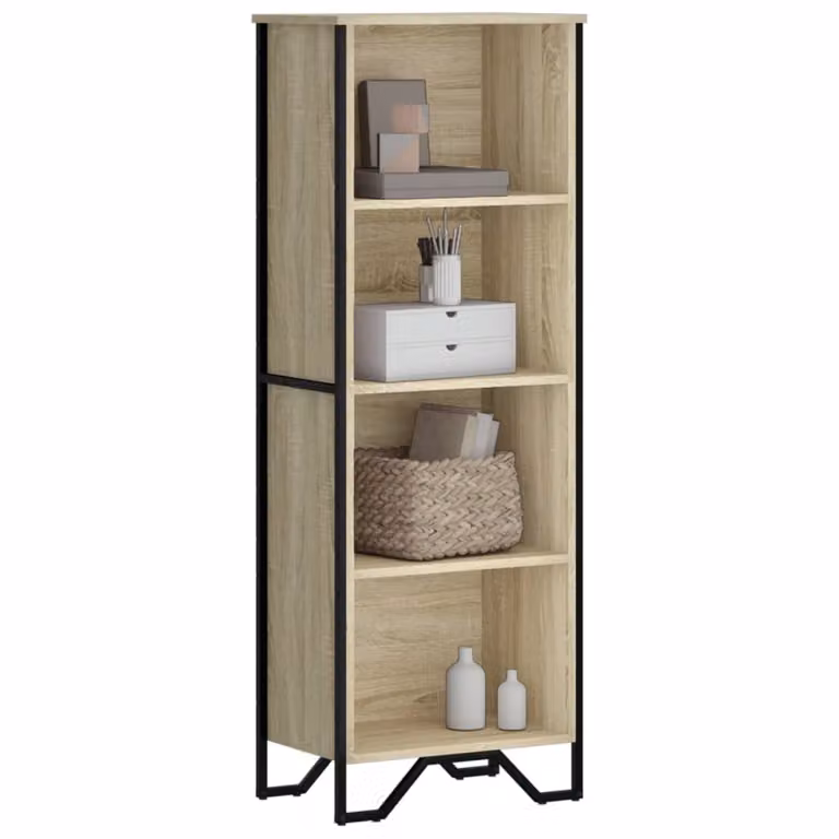 Libreria moderna vidaXL in legno e metallo, beige e marrone, L 50 cm x P 31 cm x H 137,5 cm