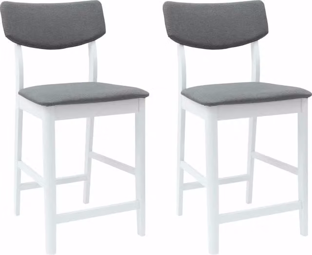 Set di 2 sedie da pranzo moderne in legno di gomma con rivestimento in tessuto bianco e grigio L/P/H: 48 x 49 x 95 cm