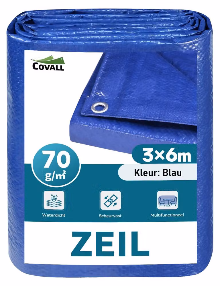 Telo impermeabile da 70 g/m², dimensioni 3x6 metri, con occhielli