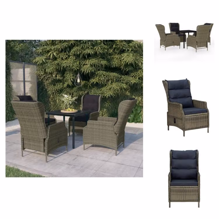vidaXL Set da pranzo da giardino 5 pezzi marrone - Set di mobili da giardino