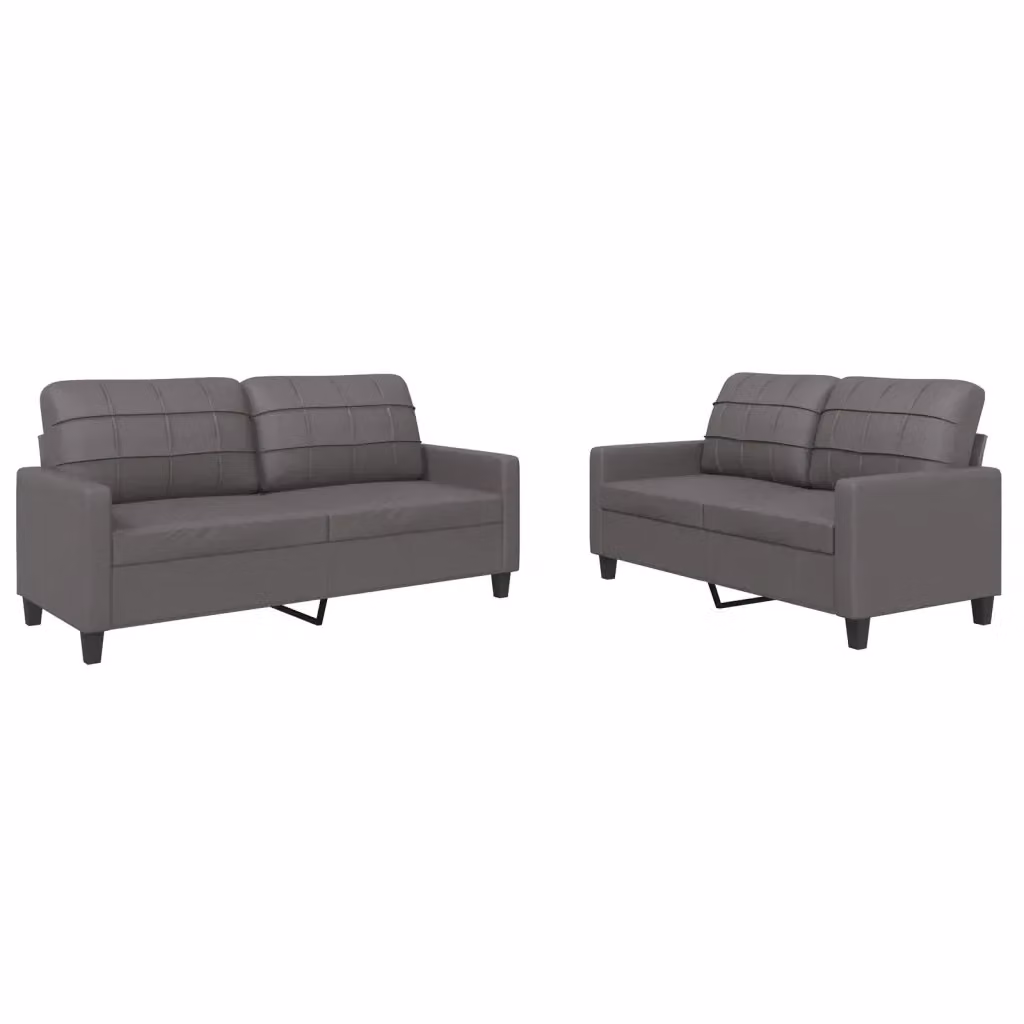 Set di 2 divani moderni vidaXL in similpelle grigio con cuscini inclusi – 2