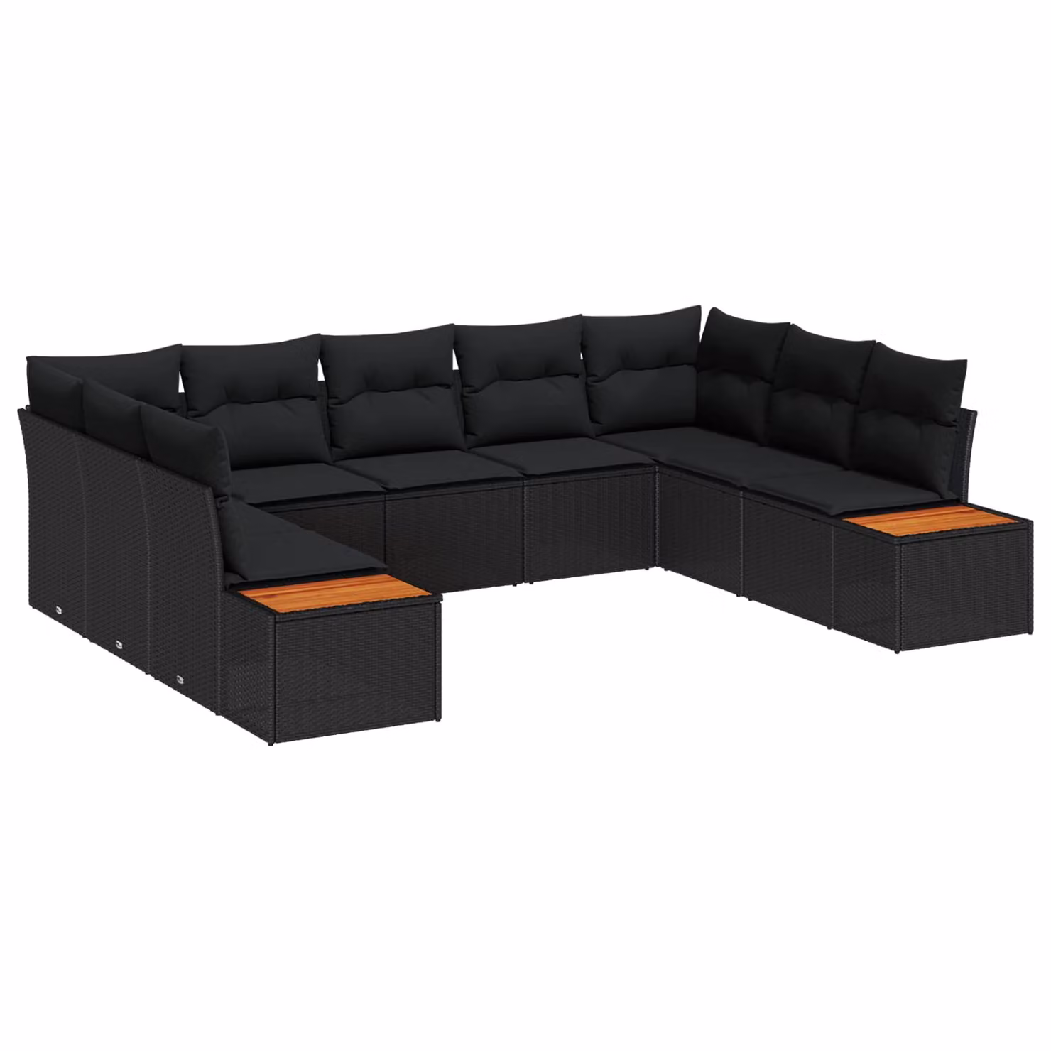 Set Divano da Giardino vidaXL in Polyrattan Nero con Cuscini e Struttura in Metallo – 1