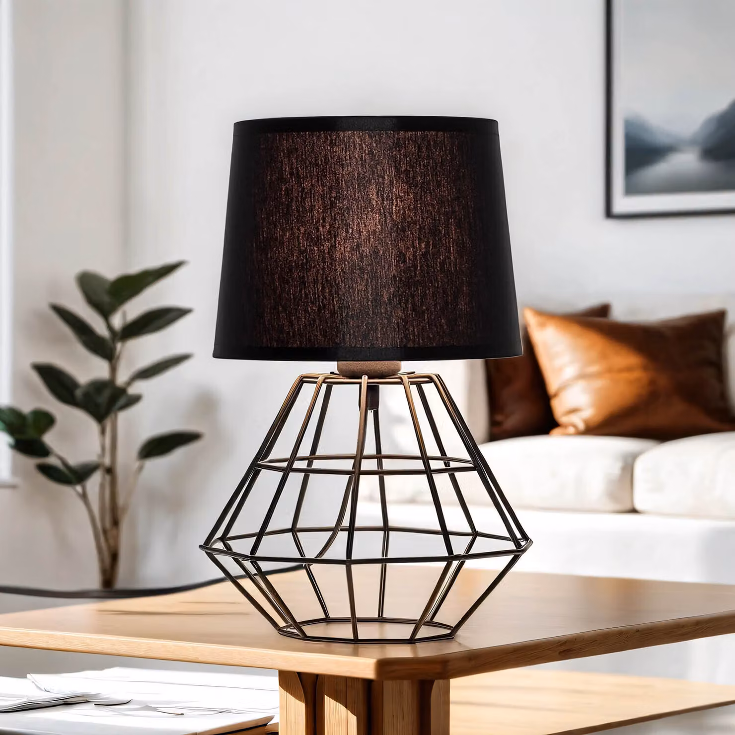 Lampada da tavolo nera H: 34 cm piccola E27 in tessuto metallo lampada da tavolo moderna lampada da comodino