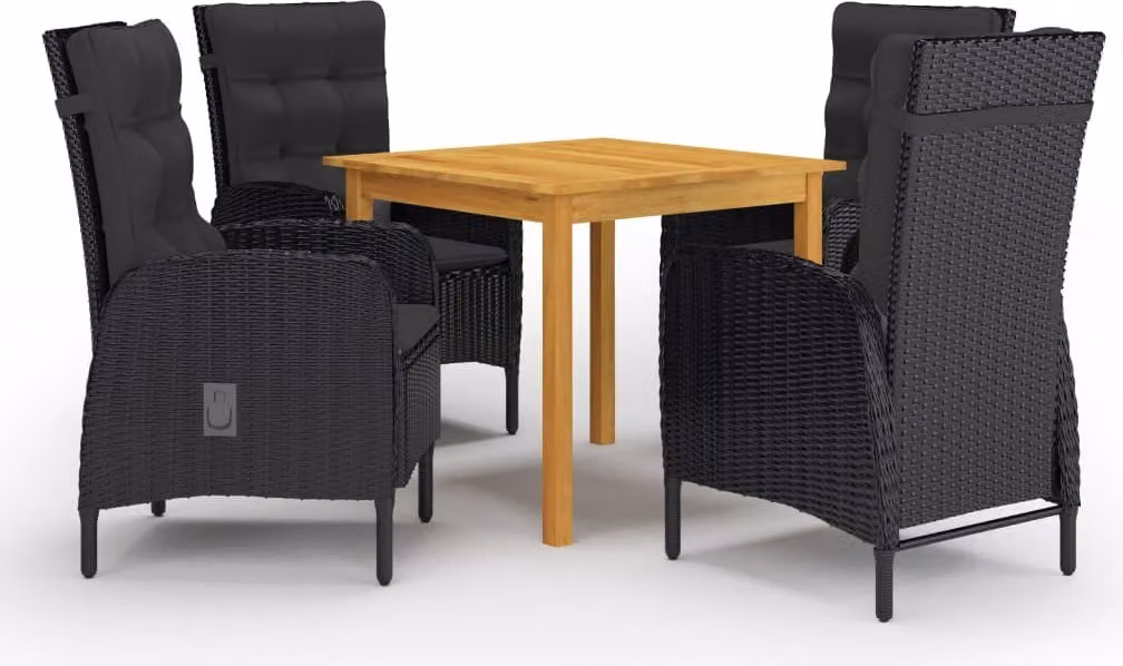 Maison Exclusive - Set da pranzo da giardino 5 pezzi nero