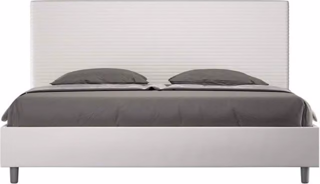 Letto matrimoniale king size senza rete imbottito 190x190 similpelle bianco Focus