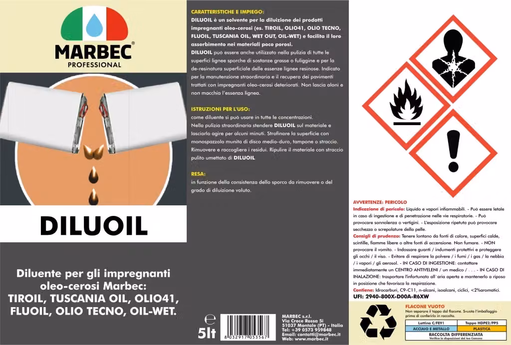 Diluente a base solvente Marbec DILUOIL confezione da 4 x 5 l – 2
