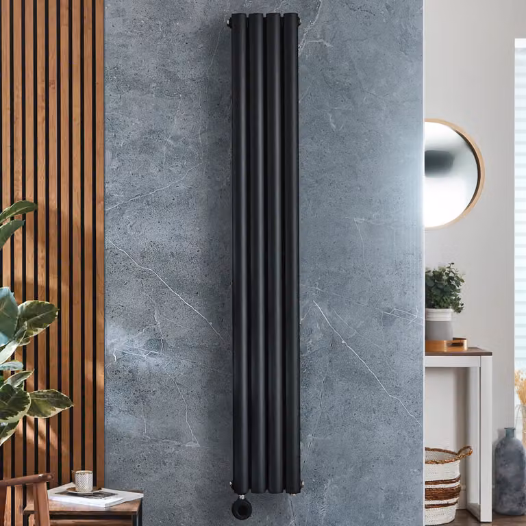 Radiatore Elettrico di Design Verticale ECOSO by Hudson Reed, Nero, H: 178 cm, L: 23,6 cm, P: 23,6 cm, con Controllo WiFi e App
