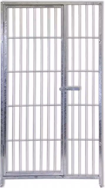Pannello di recinzione con porta in acciaio zincato OGOMONDO colore argento, H: 1,80 m
