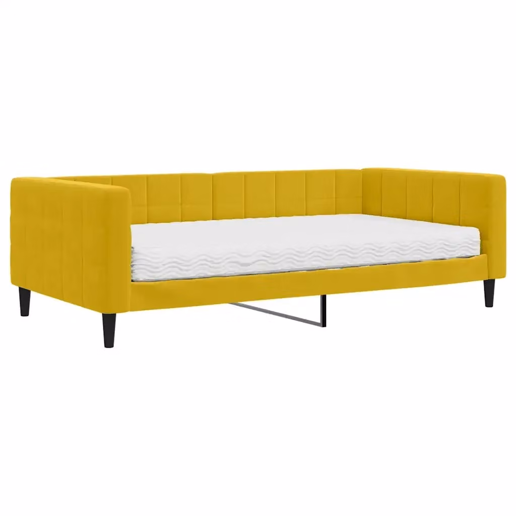 Divano Letto Moderno vidaXL in Velluto Giallo con Materasso in Schiuma L/P/H: 223 x 110 x 68 cm con Materasso 100 x 200 cm – 2