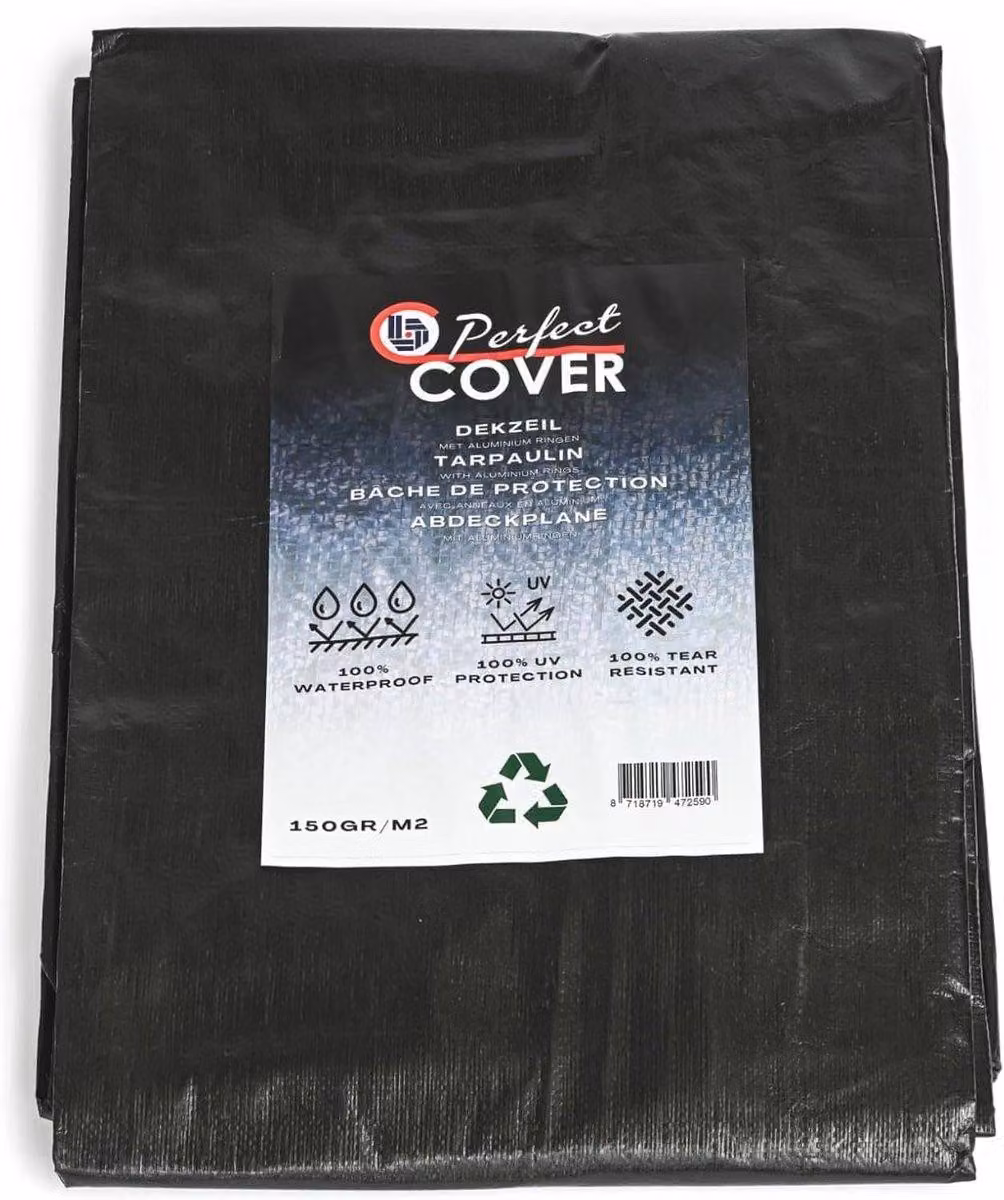 Telo protettivo impermeabile con anelli – Resistente e resistente ai raggi UV, ideale per proteggere mobili da giardino, piscine e automobili (3x4 metri)