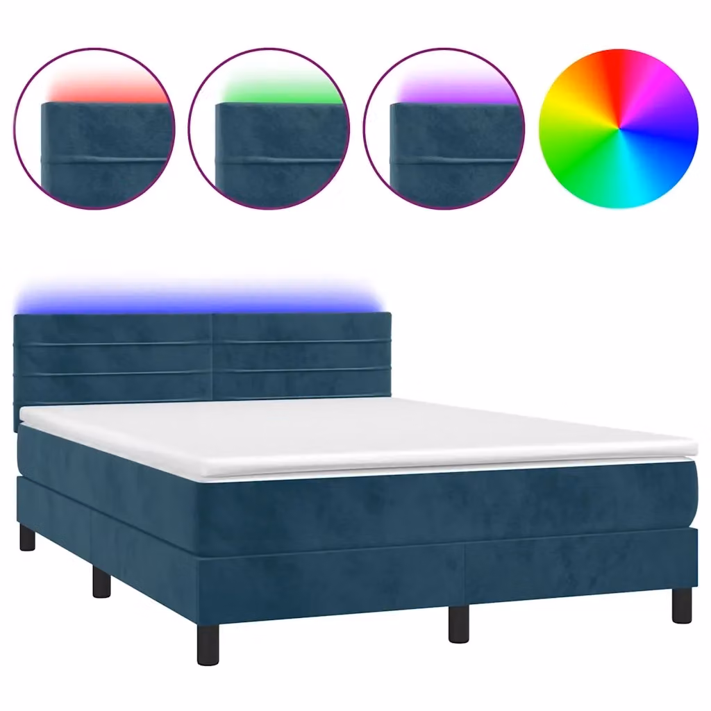 Letto Ibrido vidaXL con Materasso e Illuminazione LED Blu e Porte USB L/P/H: 140 x 190 x 88 cm – 2