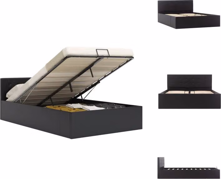 vidaXL Letto contenitore idraulico in Pelle finta nero 120×200 cm - Letti e strutture letto
