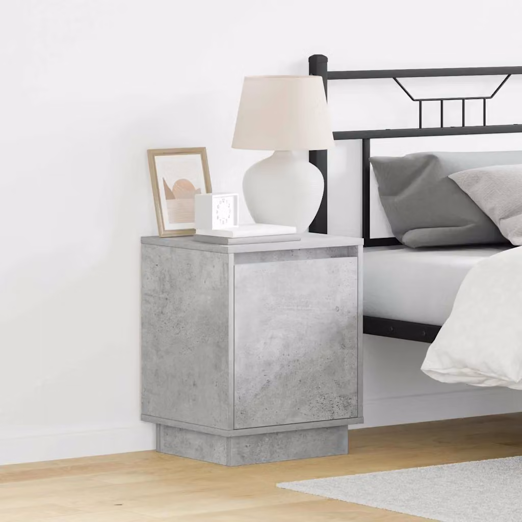 vidaXL Armadio da Notte Moderno in MDF Grigio con Illuminazione Integrata L: 39 cm, P: 34,5 cm, H: 50 cm