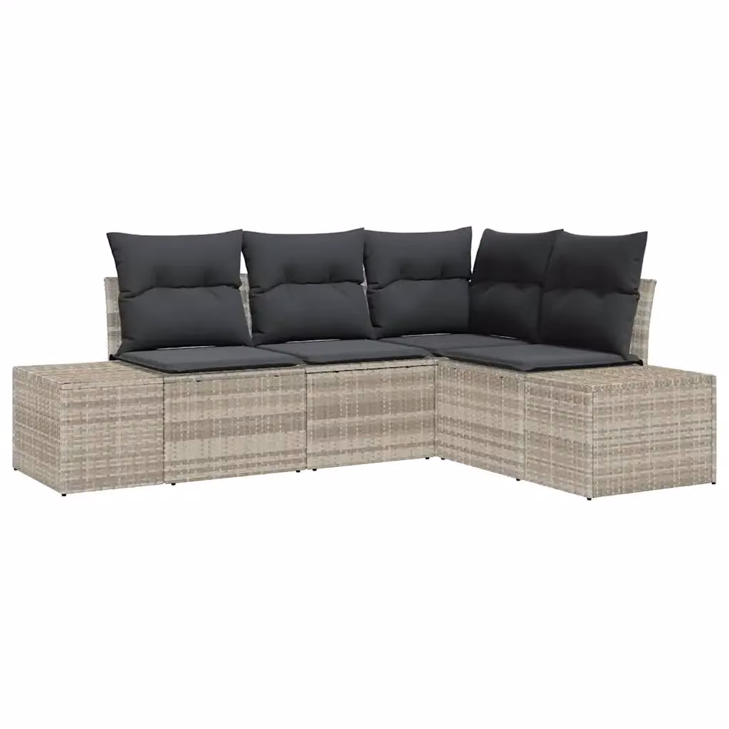 Set Divano da Giardino L-Shape vidaXL in Polyrattan Grigio con Cuscini e Struttura in Acciaio Verniciato a Polvere per Terrazza e Giardino – 2