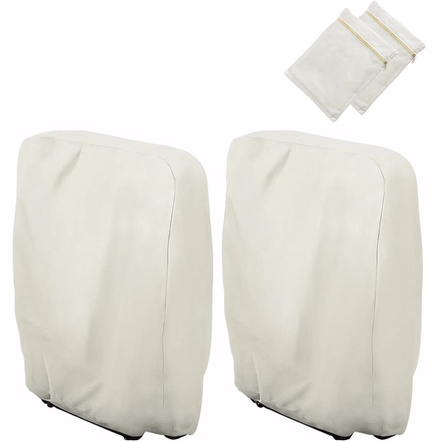 Copertura protettiva per sedie pieghevoli, confezione da 2, in tessuto Oxford, resistente al vento, con protezione UV, antipolvere, colore beige, dimensioni 110 x 71 cm