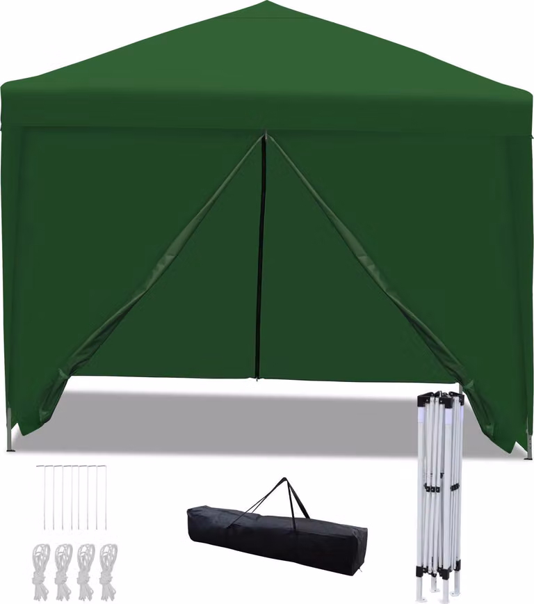 Gazebo pieghevole Izrielar 3x3 m impermeabile con borsa, gazebo pieghevole per giardino e outdoor, verde