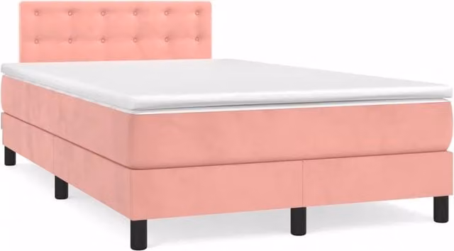 Giroletto a Molle con Materasso Rosa 120x190 cm in Velluto 3269866
