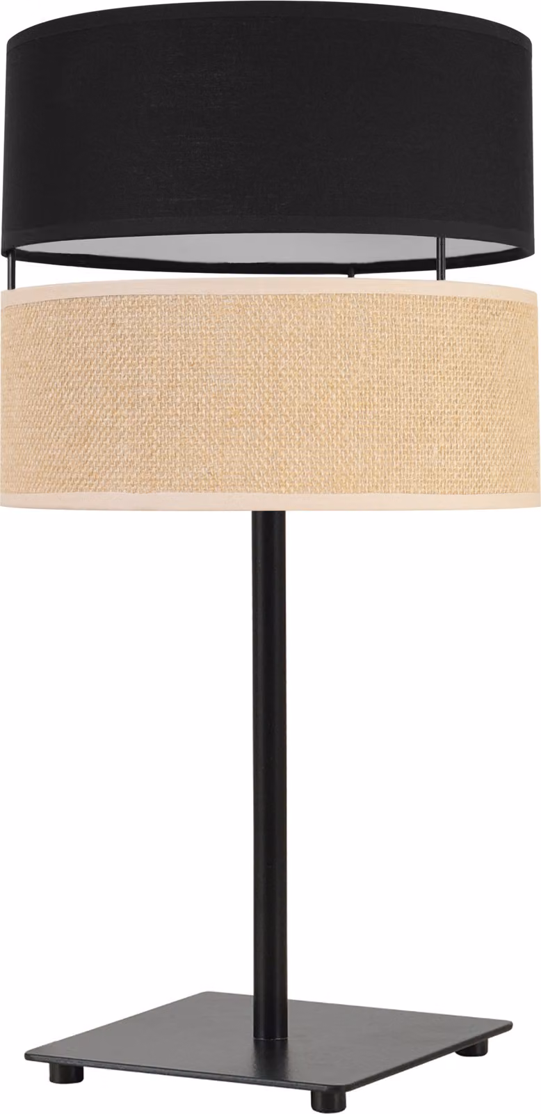 Light-Home Juta Lampada da tavolo con paralume moderno - Lampada da comodino - Lampada da tavolo E27 - 1 lampadina GIA - Base nera e iuta e nero