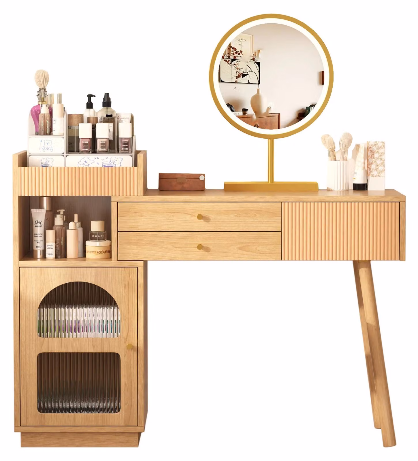 Comò da trucco - Tavolino da trucco - Cassettiera da trucco - Mobile per il trucco - Illuminazione LED tripla - Ampio spazio di stoccaggio