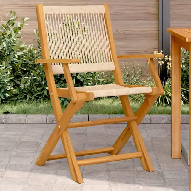 Set di 2 sedie pieghevoli vidaXL in legno di acacia e polipropilene beige