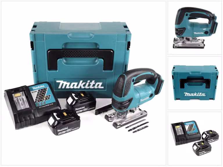 Makita DJV 180 RFJ Seghetto alternativo a batteria 18V + 2x Batterie 3,0Ah + Caricabatterie + Valigetta Makpac