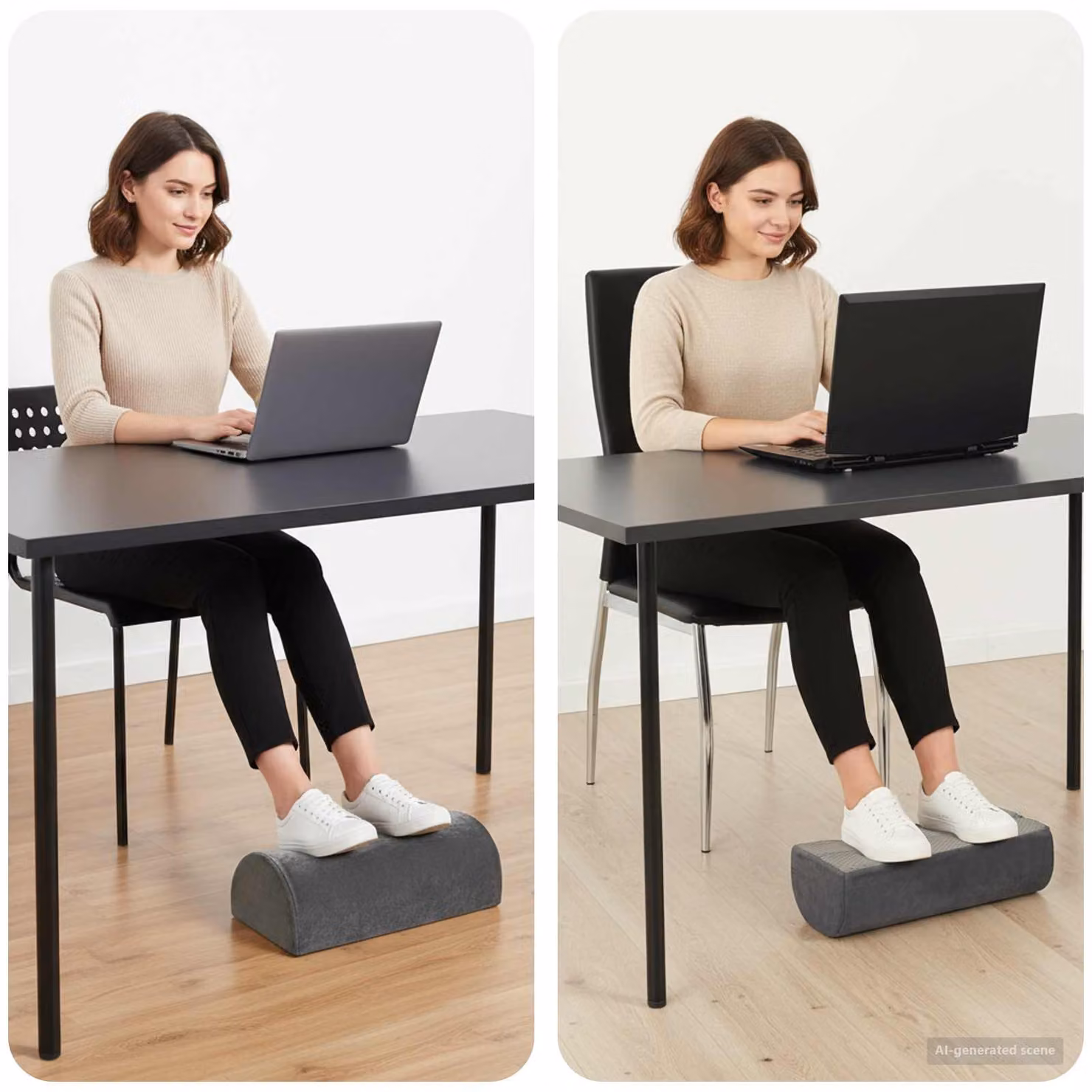 Cuscino poggiapiedi ergonomico vidaXL in schiuma PU rigida e rivestimento in velluto grigio, L 42 x P 18 x H 13 cm