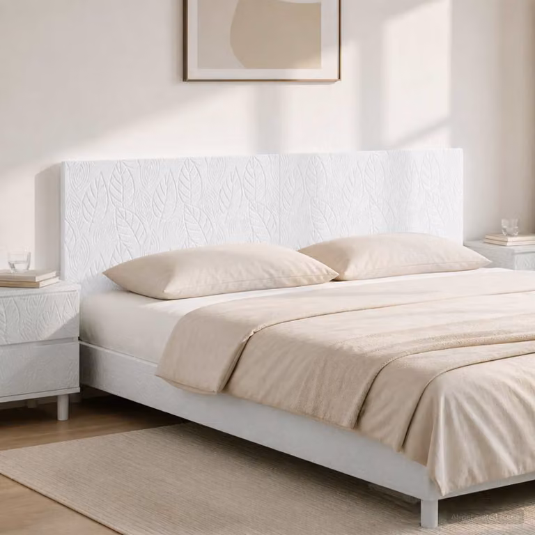 Testiera da muro vidaXL DELFT moderna in legno ingegnerizzato bianco lucido con ripiano integrato L: 180 cm, H: 50 cm, P: 15,5 cm