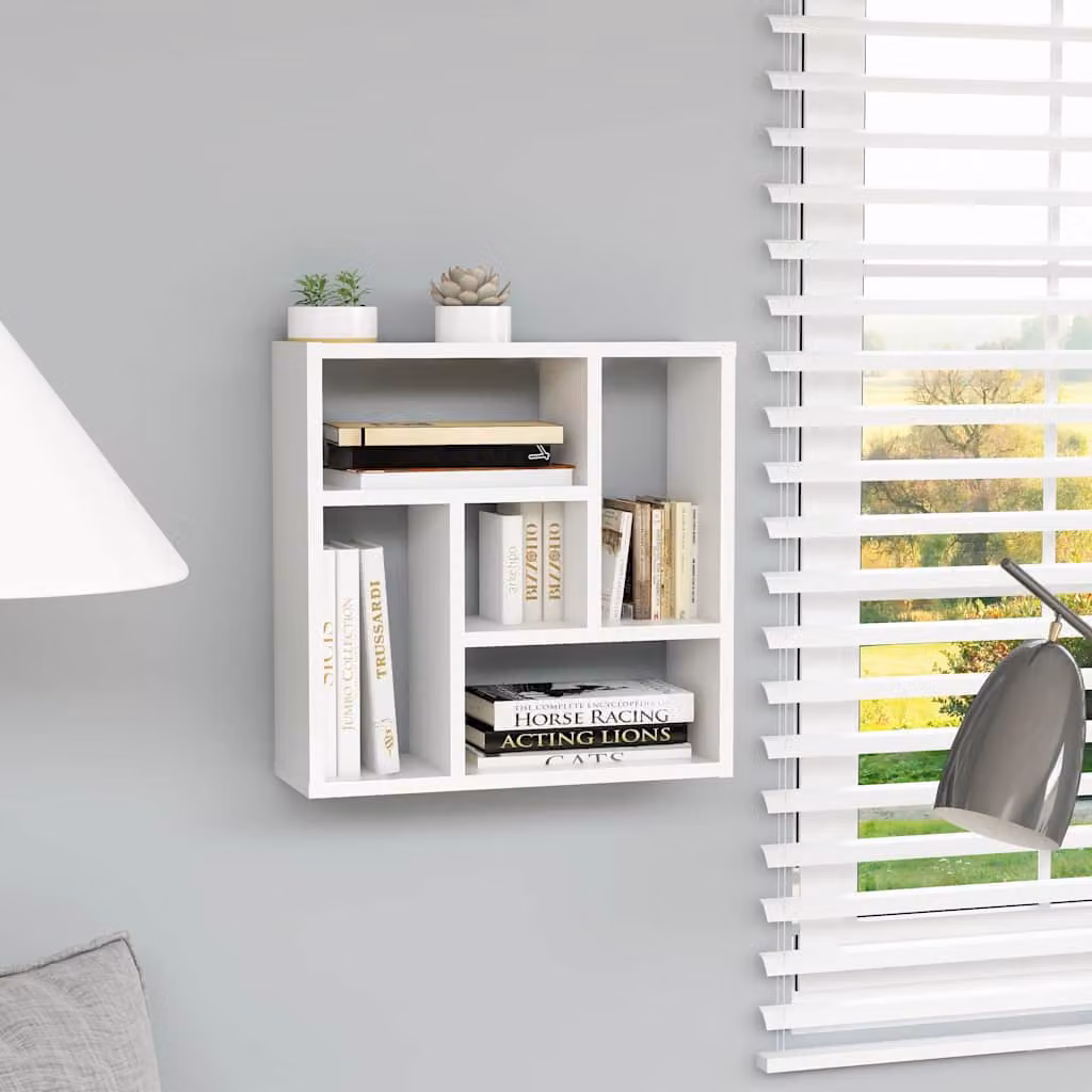 vidaXL Scaffale da Parete Moderno Bianco in Legno e MDF L 45 cm x P 16 cm x H 45 cm