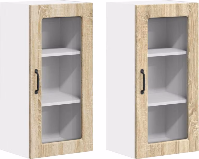 Mobile in vetro da parete LUCCA 2 pcs Rovere Sonoma