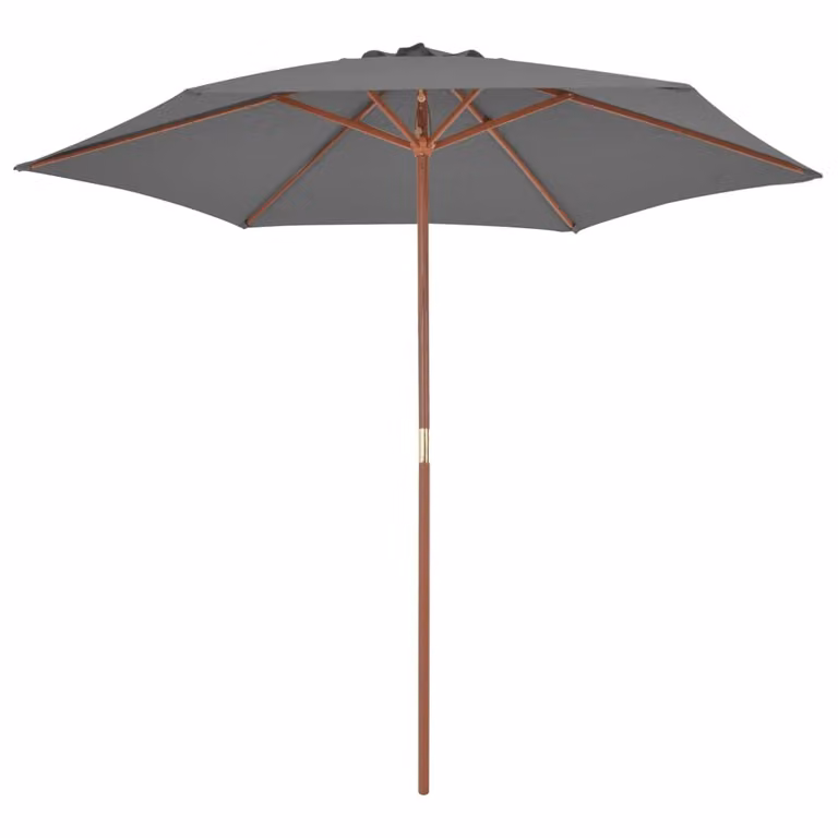 vidaXL Ombrellone con asta in legno 270 cm antracite
