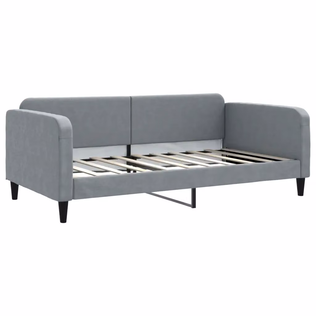 Letto moderno vidaXL imbottito in tessuto grigio per camera da letto e soggiorno L/P: 110 x 190 cm, H: 75 cm – 2