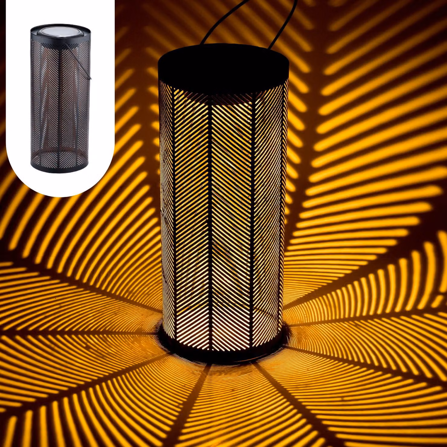 Lanterna solare scandinava Lampada solare a lanterna decorazione balcone giardino Bamba nero