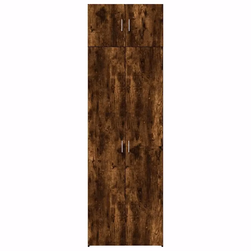 Mobile contenitore alto multifunzionale in legno composito effetto rovere marrone con ante a battente, L: 70 cm, P: 42,5 cm, H: 225 cm – 2