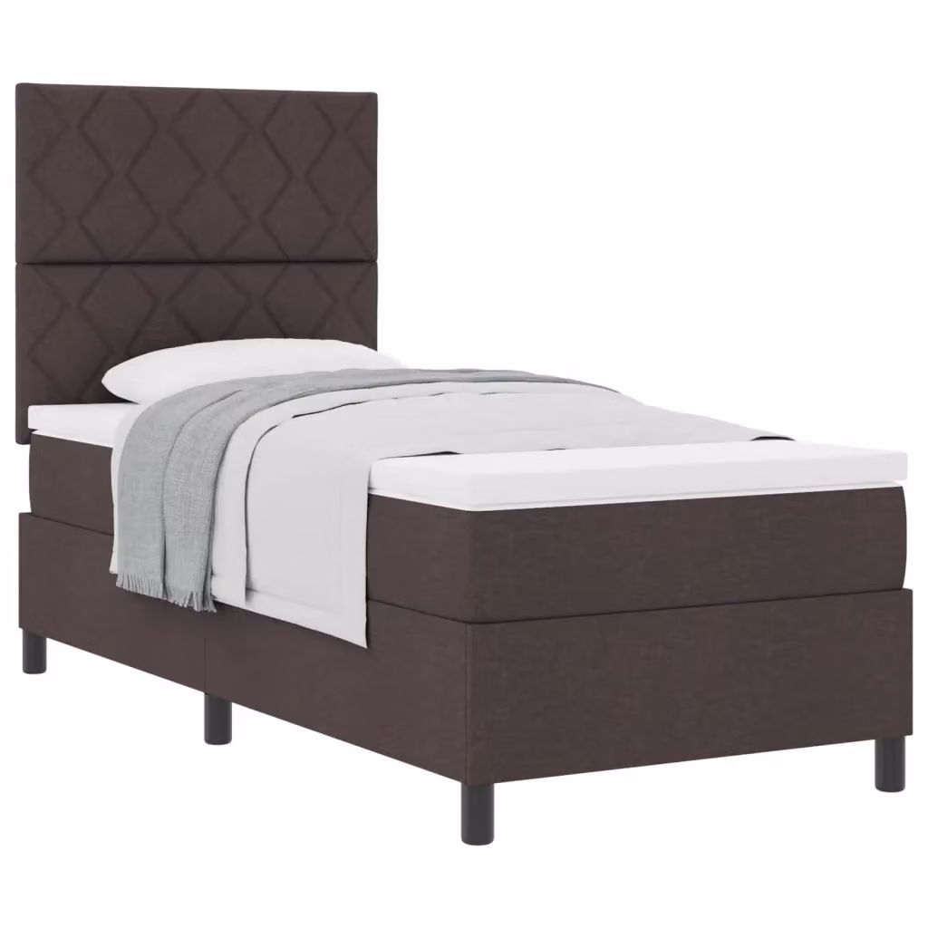 Letto a molle con testiera vidaXL in tessuto marrone con molle a tasche L/P/H: 200 x 90 x 40 cm – 2