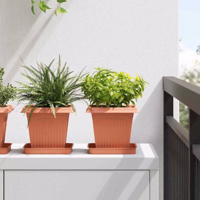 Set di 24 vasi per piante vidaXL in plastica, colore rosso