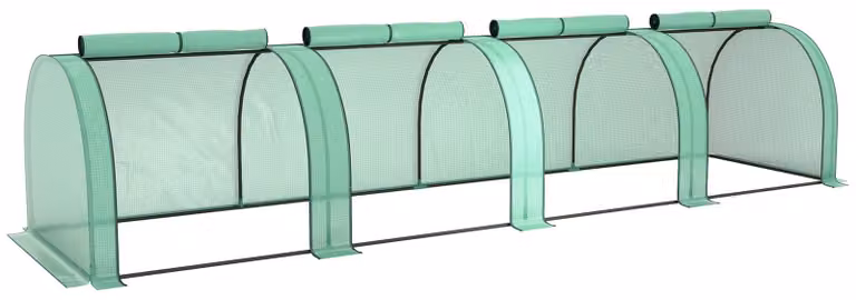 Serra a tunnel con 4 finestre con cerniera | Colore: Verde | Dimensioni: 100x395x80 cm