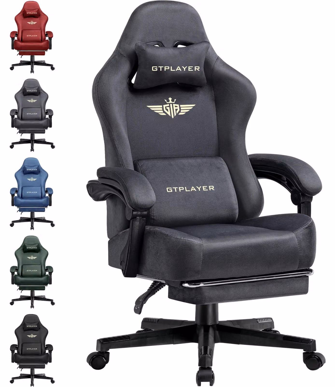 Sedia da gioco e da ufficio - Modello GT829 Sedia girevole - Ergonomica - Regolabile in altezza - Tessuto traspirante - Braccioli - Rotelle - Struttura in metallo - Grigio