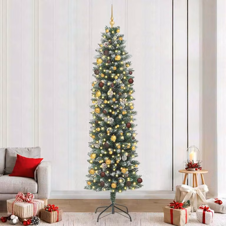 Maison Exclusive - Albero di Natale artificiale slanciato, verde e bianco, 240 cm
