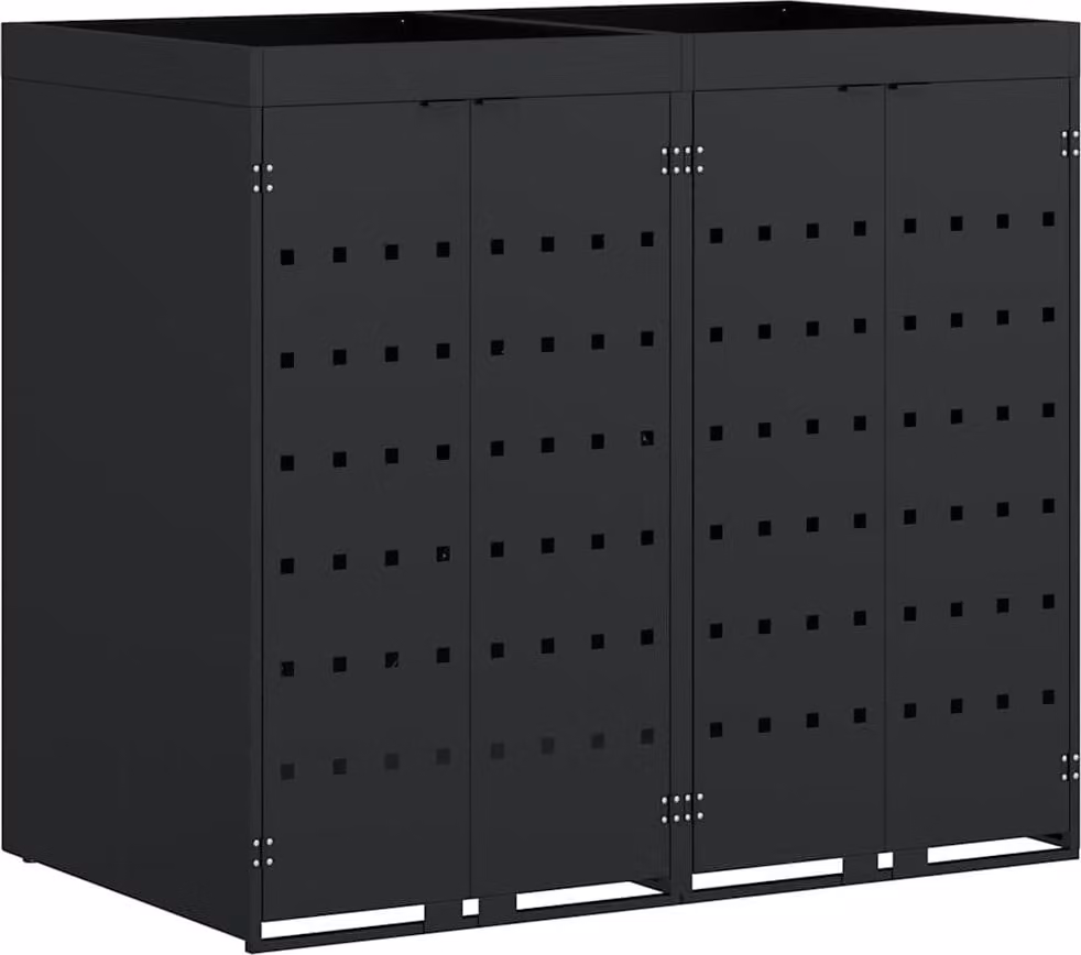 Contenitore per Rifiuti per 2 Bidoni Nero 136 x 77,5 x 121,5 cm