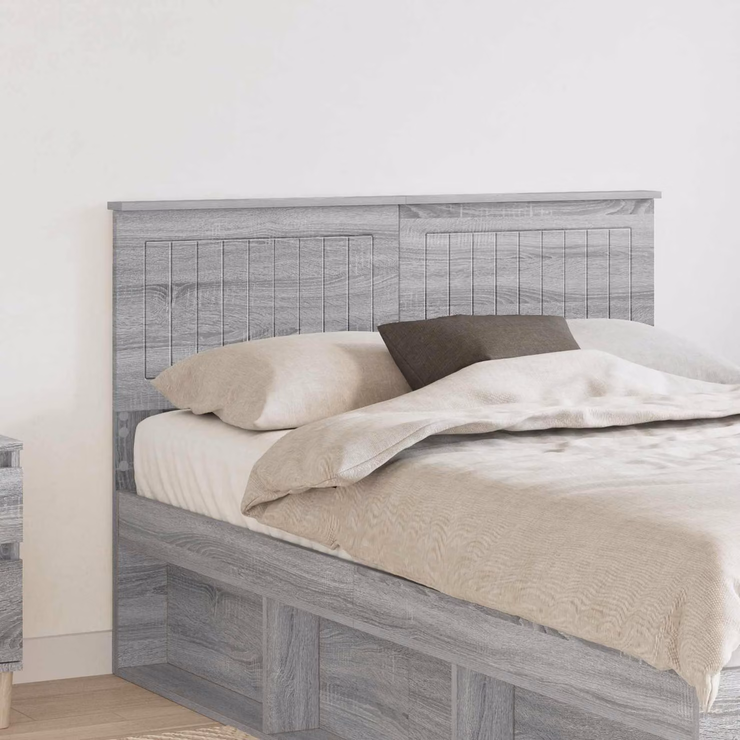 Testiera per letto moderna vidaXL in legno ingegnerizzato grigio Sonoma