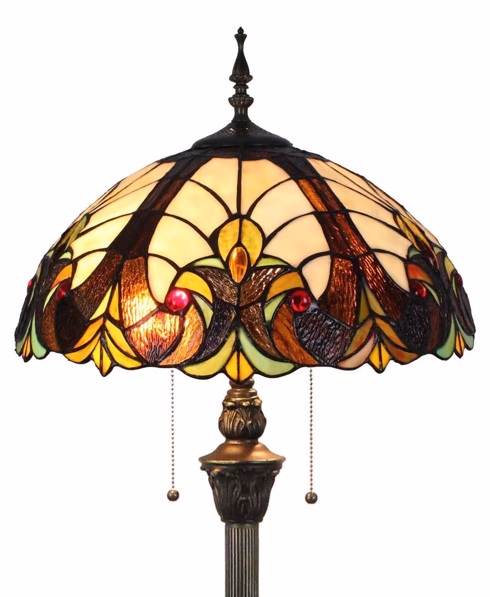 Lampada da terra in stile Tiffany, con vetri colorati, dimensioni 40x40x165 cm, multicolore