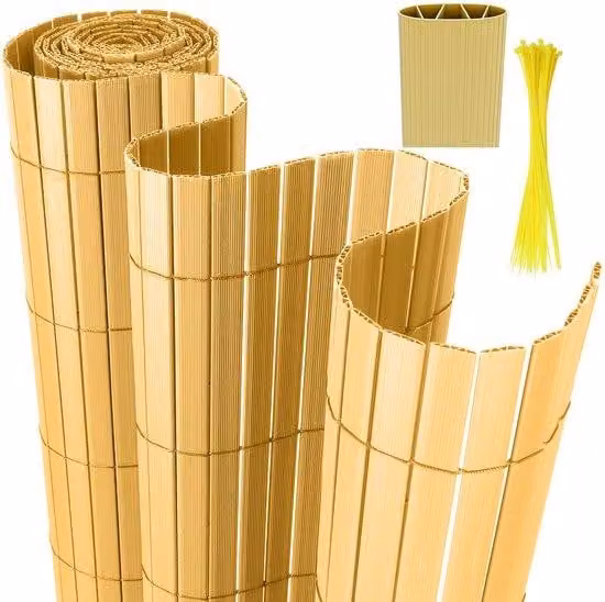 Schermo per la privacy, dimensioni 1,6 x 5 metri, realizzato in PVC, forma a W, resistente al vento e alle intemperie, resistente ai raggi UV, ideale per giardino e terrazza, colore nero, rotazione a 180°