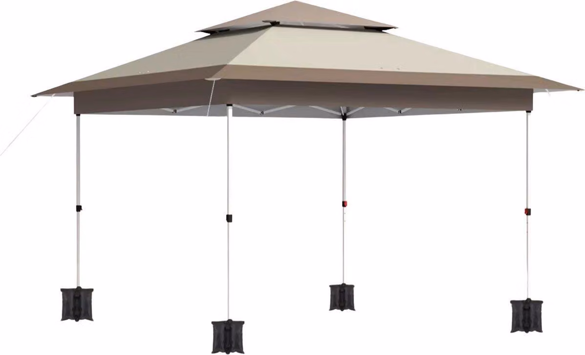 Gazebo pieghevole Tavien – 3,6 x 3,6 m – Impermeabile e protezione UV 50+ – Con borsa di trasporto su ruote – Grigio scuro – Per giardino, terrazza ed eventi all’aperto