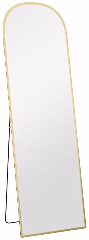 Specchio a figura intera Moonbite, altezza 161,5 cm, da appoggiare a terra o da fissare a parete, vetro temperato resistente agli urti, cornice in alluminio inossidabile, vetro, finitura oro